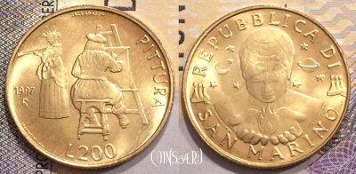 Сан-Марино 200 лир 1997 года, KM# 366, 154-054