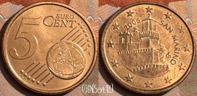 Сан-Марино 5 евроцентов 2006 года, KM# 442, 467s-565