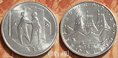 Сан-Марино 5 лир 1976 года, KM# 53, 461q-251 ♛