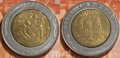 Сан-Марино 500 лир 1982 года, KM# 140, 461q-199 ♛