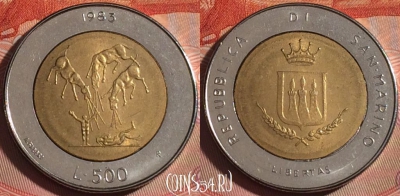 Сан-Марино 500 лир 1983 года, KM# 153, 119b-035