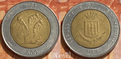 Сан-Марино 500 лир 1983 года, KM# 153, 461q-208 ♛