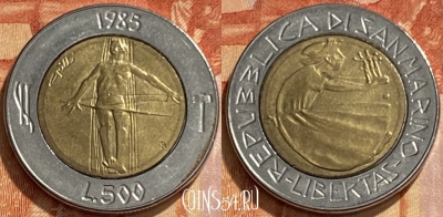 Сан-Марино 500 лир 1985 года, KM# 181, 461q-195 ♛