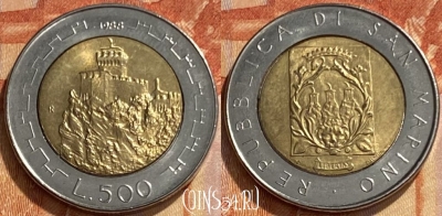 Сан-Марино 500 лир 1988 года, KM# 226, 461q-204 ♛