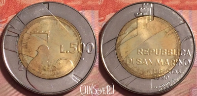Сан-Марино 500 лир 1990 года, KM# 256, UNC, 066k-009