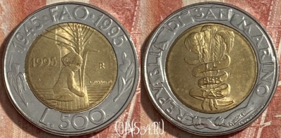 Сан-Марино 500 лир 1995 года, KM# 330, 484р-069