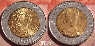 Сан-Марино 500 лир 1999 года, KM# 394, UNC, 065k-116