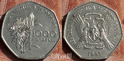 Сан-Томе и Принсипи 1000 добр 1997, KM# 90, 182s-075 ♛