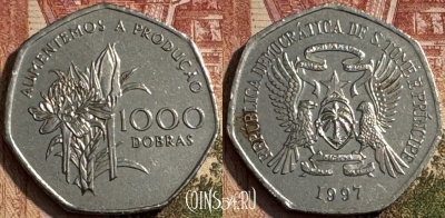 Сан-Томе и Принсипи 1000 добр 1997, KM# 90, 194s-011
