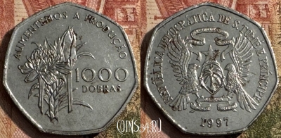 Сан-Томе и Принсипи 1000 добр 1997, KM# 90, 214s-020 ♛
