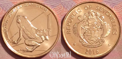 Сейшельские Острова 1 цент 2016 года, UNC, 138k-127
