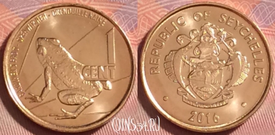 Сейшельские Острова 1 цент 2016 года, UNC, 335j-078