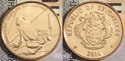 Сейшелы 1 цент 2016 года, ФАУНА лягушка, UNC, 161-031