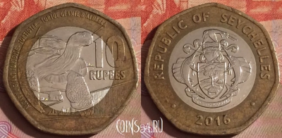 Сейшельские Острова 10 рупий 2016 года, 336-081