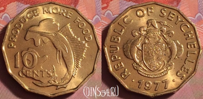Сейшельские Острова 10 центов 1977 г., KM# 32, 387j-114