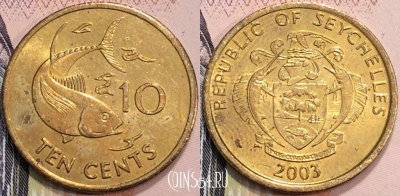 Сейшелы 10 центов 2003 года, KM# 48, 129-019