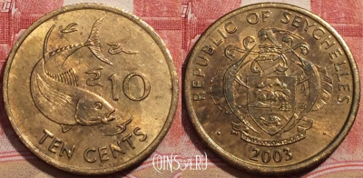 Сейшелы 10 центов 2003 года, KM# 48, 222-102