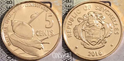Сейшелы 10 центов 2016 года, ФАУНА, UNC, 161-030