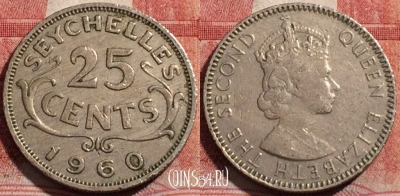 Сейшелы 25 центов 1960 года, KM# 11, 212-003