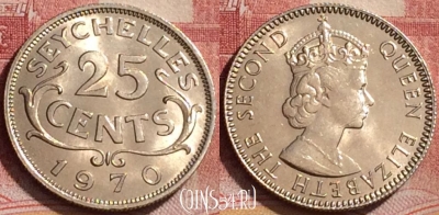 Сейшельские Острова 25 центов 1970 г., UNC, 181l-056