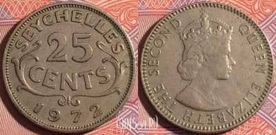 Сейшелы 25 центов 1972 года, KM# 11, a068-063