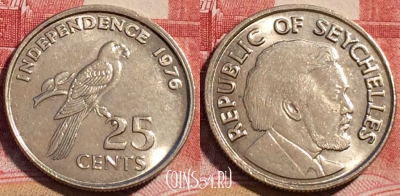 Сейшельские Острова 25 центов 1976 года, KM# 24, 065c-004