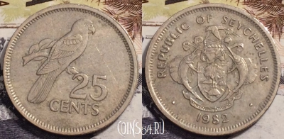 Сейшелы 25 центов 1982 года, KM# 49, 237-108