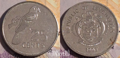 Сейшельские Острова 25 центов 1993 г., KM# 49a, 181a-037