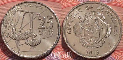 Сейшелы 25 центов 2016 года, UNC, 245-065