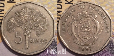 Сейшелы 5 рупий 1992 года, KM# 51, 235-068