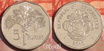 Сейшельские Острова 5 рупий 2010 г., KM# 51, 271a-043