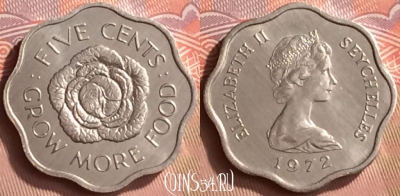 Сейшельские Острова 5 центов 1972, KM# 18, UNC, 230m-069