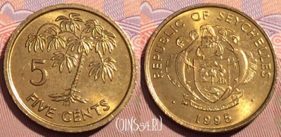 Сейшельские Острова 5 центов 1995 года, KM# 47, 089a-124