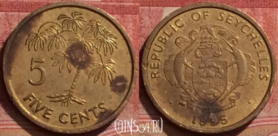 Сейшельские Острова 5 центов 1995 года, KM# 47, 291k-091