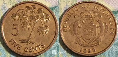 Сейшелы 5 центов 1995 года, KM# 47, a090-139