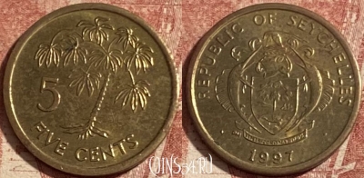 Сейшельские Острова 5 центов 1997 г., KM# 47, 293p-061 ♛