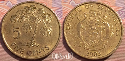 Сейшельские Острова 5 центов 2003 года, KM# 47, 098b-012