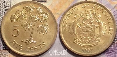Сейшелы 5 центов 2007 года, KM# 47a, 148-141