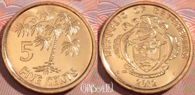 Сейшелы 5 центов 2012 года, KM# 47a, UNC, 272-135