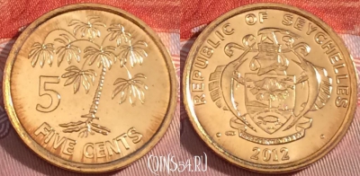 Сейшелы 5 центов 2012 года, KM# 47a, UNC, 276-032