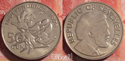 Сейшелы 50 центов 1976 года, KM# 25, 254-108