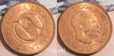 Сьерра-Леоне 1/2 цента, 1964 года, KM# 16, 166-014