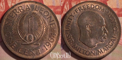 Сьерра-Леоне 1 цент 1964 года, KM# 17, 092a-011