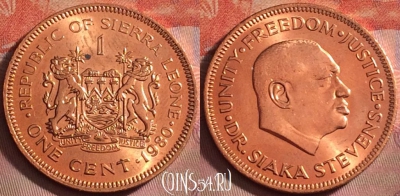 Сьерра-Леоне 1 цент 1980 года, KM# 32, UNC, 173k-108