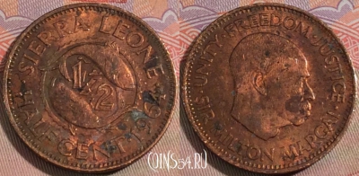 Сьерра-Леоне 1/2 цента 1964 года, KM# 16, 138b-037