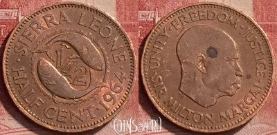 Сьерра-Леоне 1/2 цента 1964 года, KM# 16, 148l-122