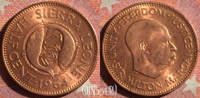 Сьерра-Леоне 1/2 цента 1964 года, KM# 16, 370-119