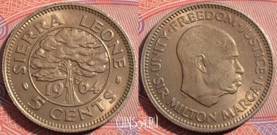 Сьерра-Леоне 5 центов 1964 года, KM# 18, 179-021
