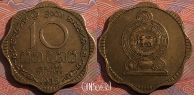 Шри-Ланка 10 центов 1975 года, KM# 140, 183-101