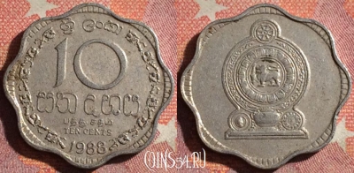 Шри-Ланка 10 центов 1988 года, KM# 140a, 368-097